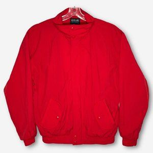 Vtg Gear For Sport Mens Windbreaker Rain Jacket M Red Lined 5 Pockets Waterproof